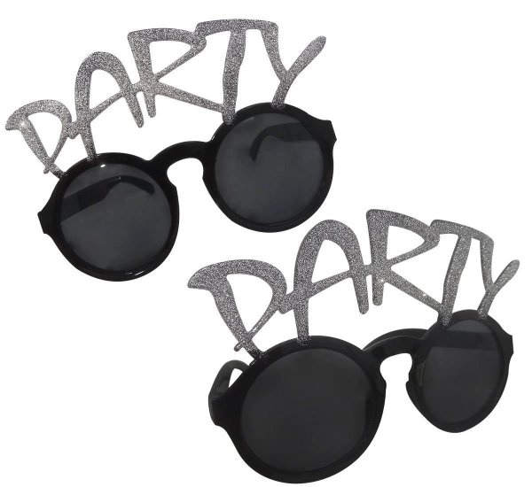 Gümüş Simli Party Yazılı Parti Gözlüğü Show