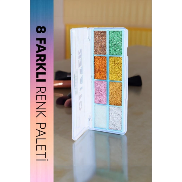 8 Renk Yaz Glitter Far Paleti - 2'li Set