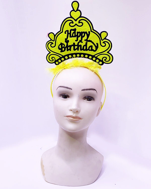 Happy Birthday Neon Sarı Taç