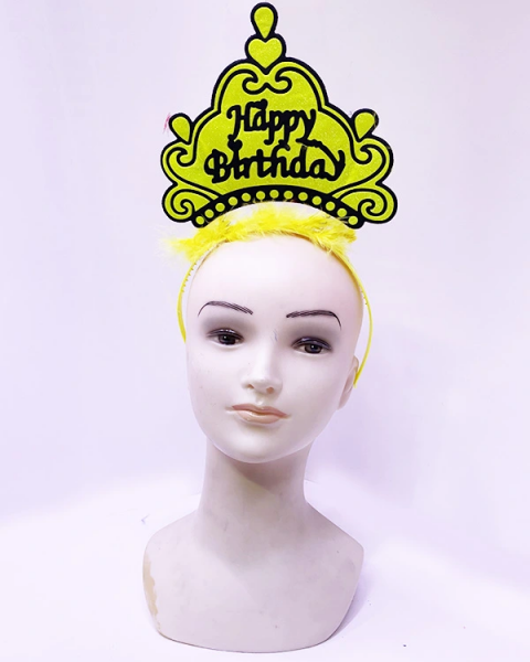 Happy Birthday Neon Sarı Taç