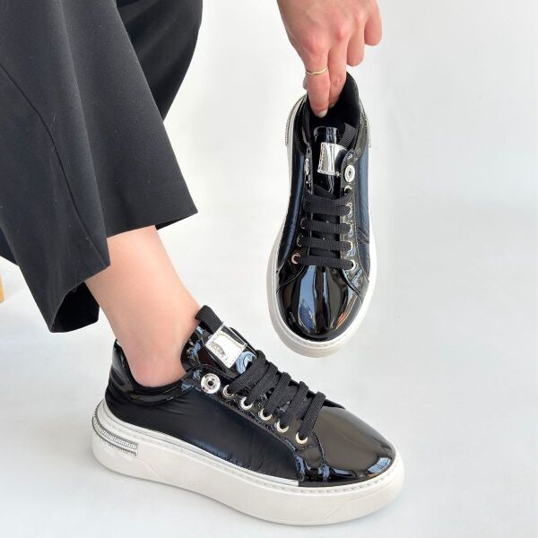 Hley Siyah Rugan Paraşüt Detaylı Bağcıklı Spor Ayakkabı