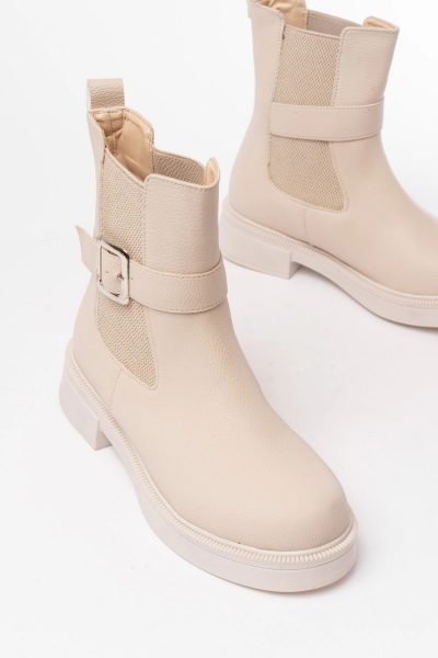 02-2004 Bej Toka Aksesuarlı Lastikli Günlük Kadın Bot