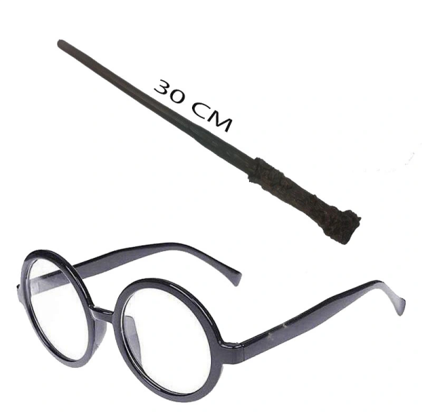Harry Potter Asası ve Siyah Çerçeveli Gözlük Seti
