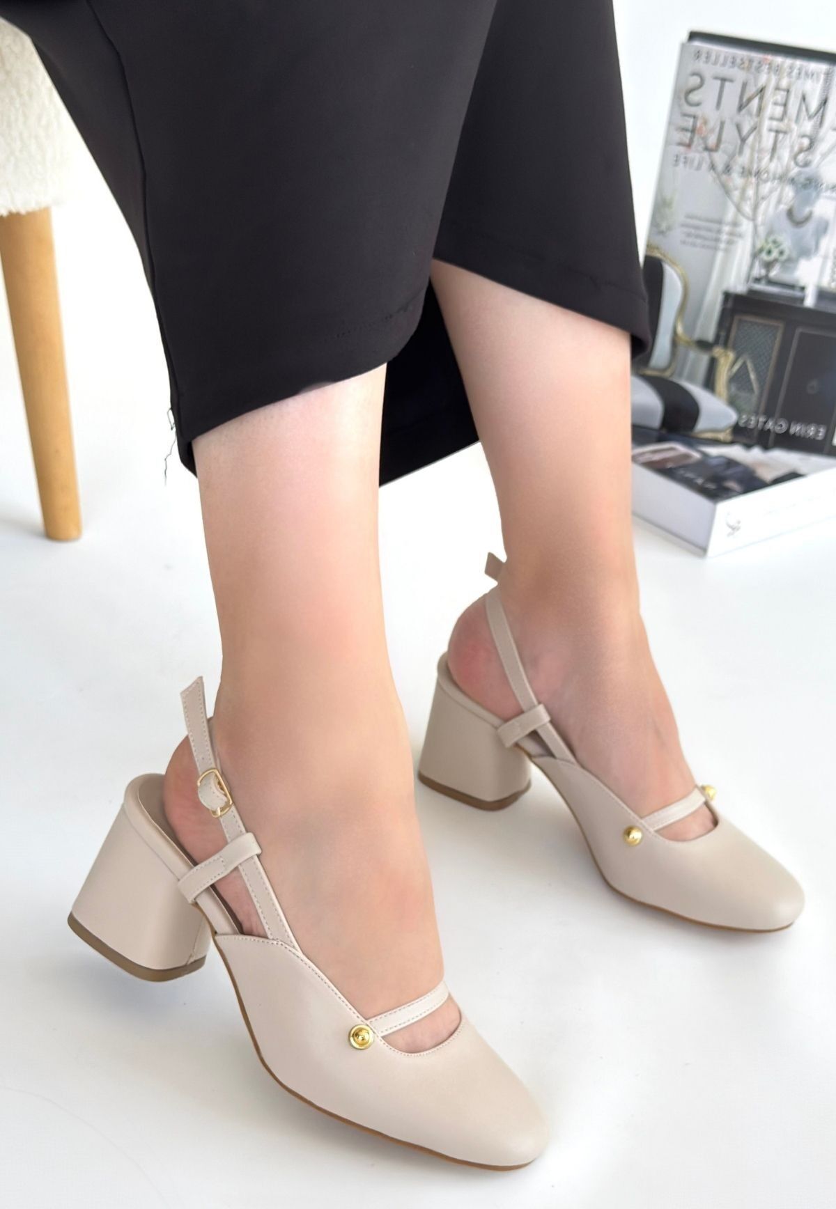 Jecci Bej Cilt Topuklu Ayakkabı