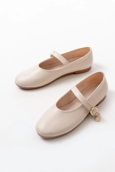 İNF-324 Bej Baretli Tokalı Günlük Kadın Babet