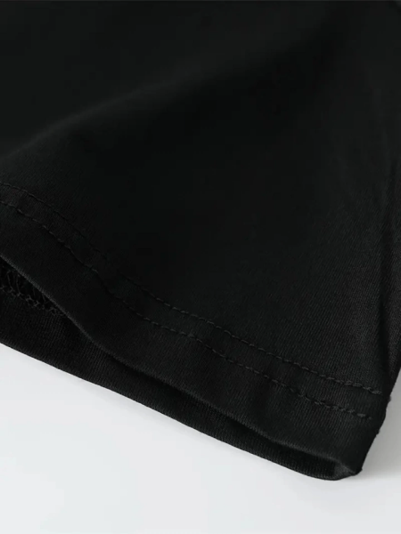 Baskılı Oversize Bisiklet Yaka T-shirt - Siyah