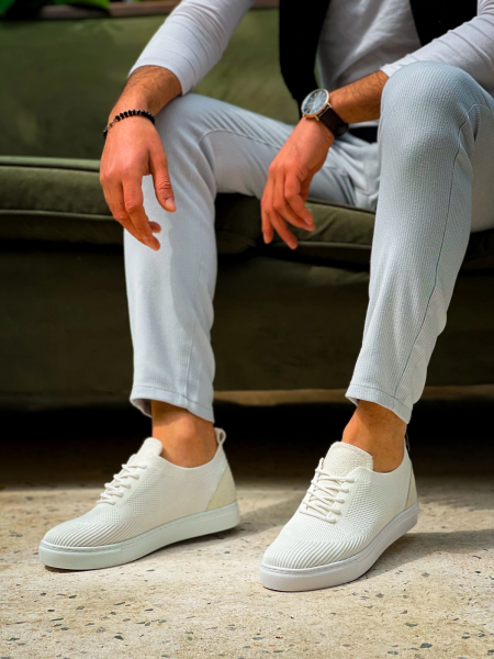 KB-101 Kuback Beyaz Triko Bağcıklı Günlük Erkek Ayakkabı