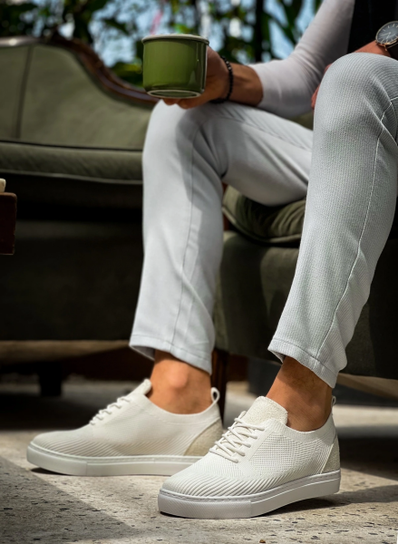 KB-101 Kuback Beyaz Triko Bağcıklı Günlük Erkek Ayakkabı