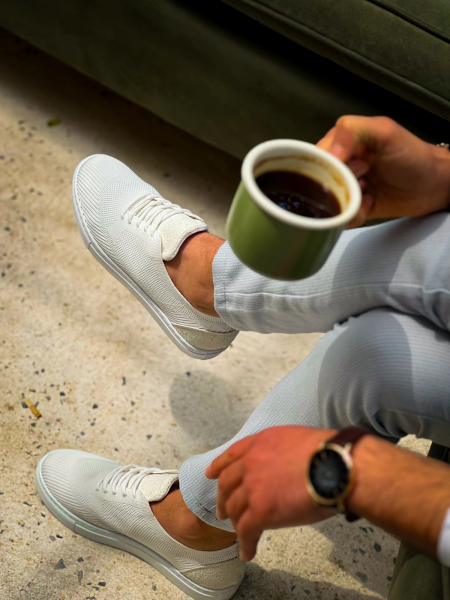 KB-101 Kuback Beyaz Triko Bağcıklı Günlük Erkek Ayakkabı