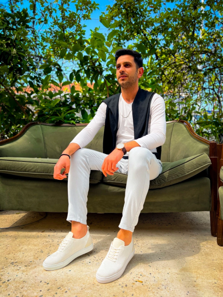 KB-101 Kuback Beyaz Triko Bağcıklı Günlük Erkek Ayakkabı