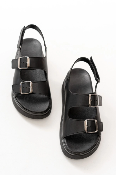 24422-1185 Siyah Dolgu Topuk Kadın Sandalet