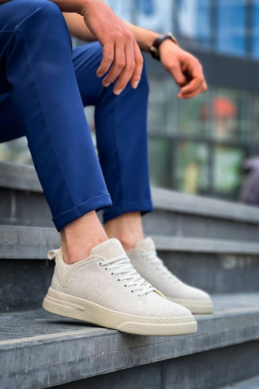 KB-X204 Kuback Bej Keten Bej Yüksek Taban Günlük Erkek Spor Ayakkabı