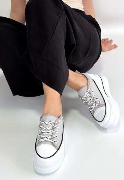 Dalen Gri Keten Bağcıklı Spor Ayakkabı