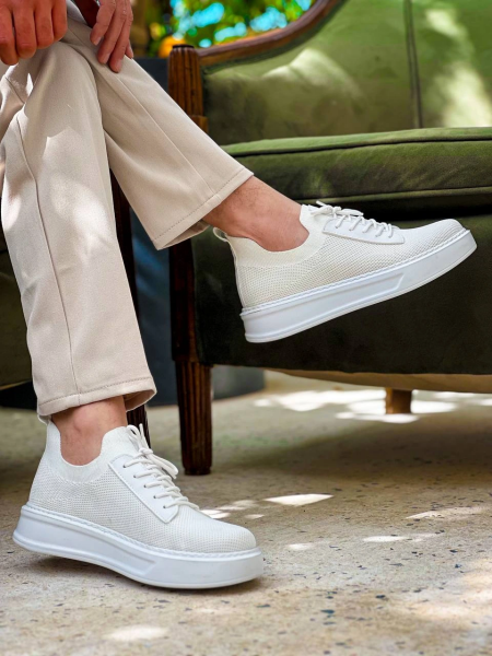 KB-116 Kuback Beyaz Bağcıklı Triko Günlük Erkek Ayakkabı