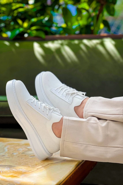 KB-116 Kuback Beyaz Bağcıklı Triko Günlük Erkek Ayakkabı