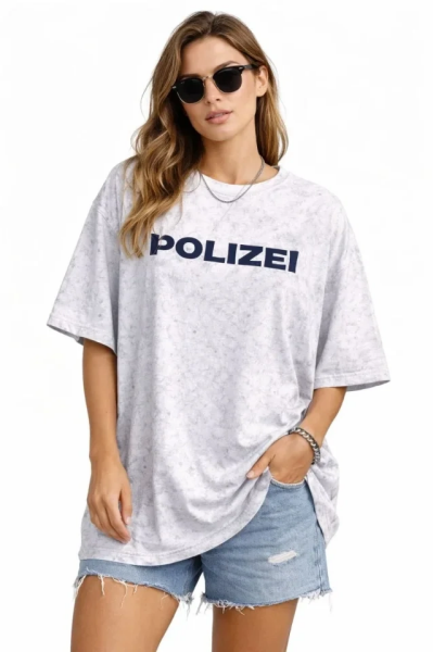 Asit Yıkamalı Oversize Tişört ön Ve Arkası Baskılı %100 Pamuk Street Style T-Shirt - Beyaz