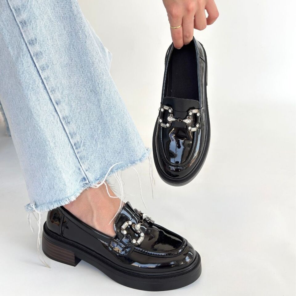 Ertin Siyah Rugan Oxford Ayakkabı