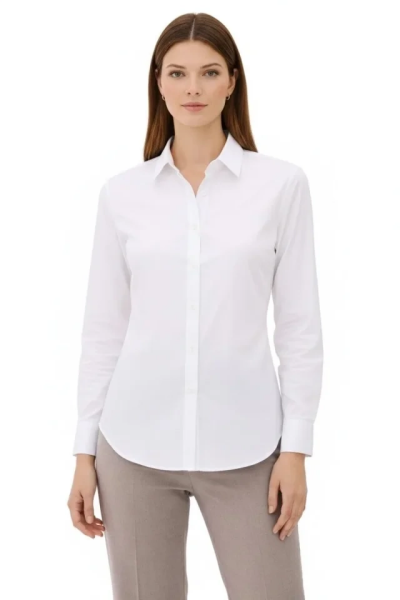 Uzun Kollu Gömlek Düğmeli Klasik Yaka Günlük Ve Ofis Şıklığına Uygun - Beyaz