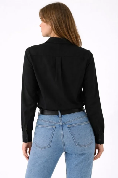 Uzun Kollu Gömlek Düğmeli Klasik Yaka Günlük Ve Ofis Şıklığına Uygun - Siyah