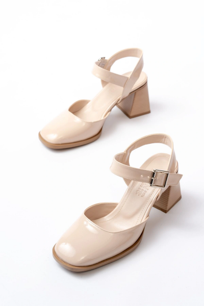 İNF-40450 Bej Rugan Günlük Arkası Açık Topuklu Bayan Ayakkabı