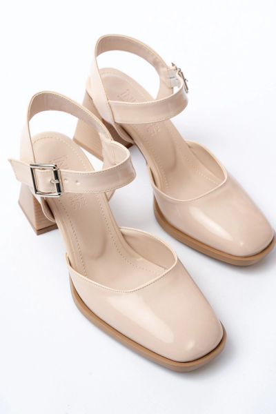 İNF-40450 Bej Rugan Günlük Arkası Açık Topuklu Bayan Ayakkabı