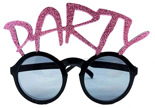 Party Yazılı Simli Pembe Renk Parti Gözlüğü