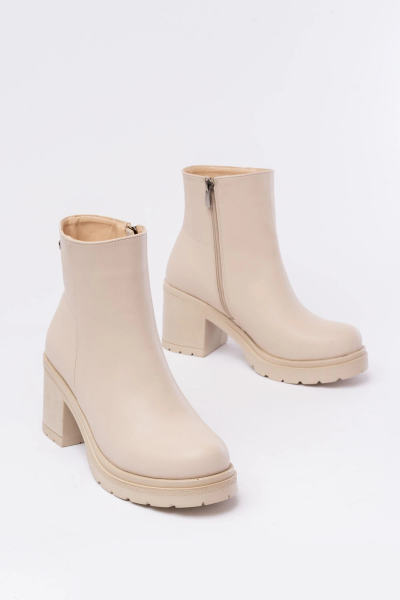 767-3020 Kahverengi Fermuarlı Kalın Topuklu Günlük Kadın Bot