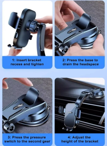 Torpido Üstü Vakumlu Araç Telefon Tutucu Ayarlanabilir Uzun Kollu