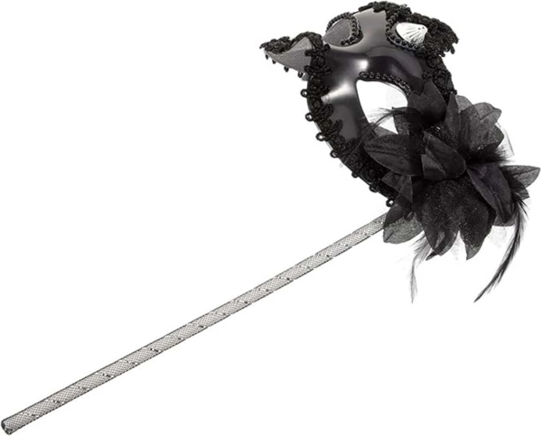 Siyah Işıltılı Tutmalı Fotoğraf Çekimi Maskesi