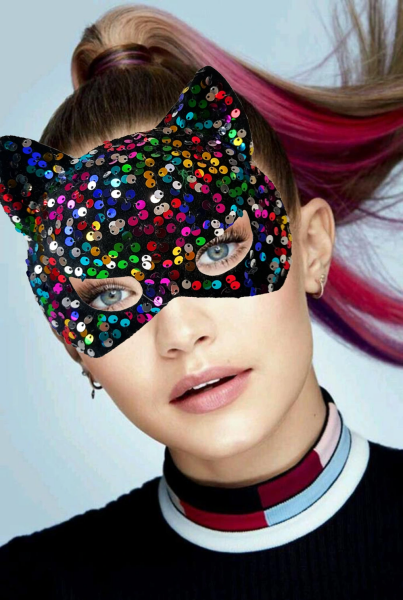 Siyah Kadife Payetli Parti Maskesi